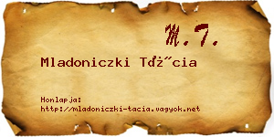 Mladoniczki Tácia névjegykártya